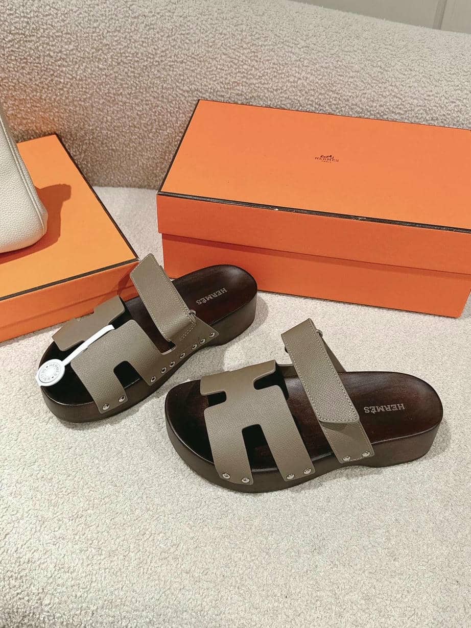 Hermes wooden sole sandals-25